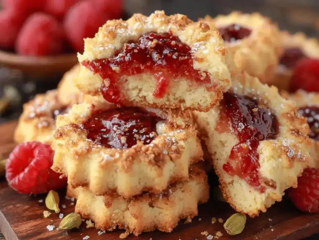 cardamom brown butter linzer cookies - featured image