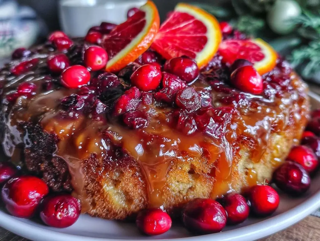cranberry orange upside-down cake - featured image