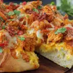 creamy butter chicken naan pizza - featured image