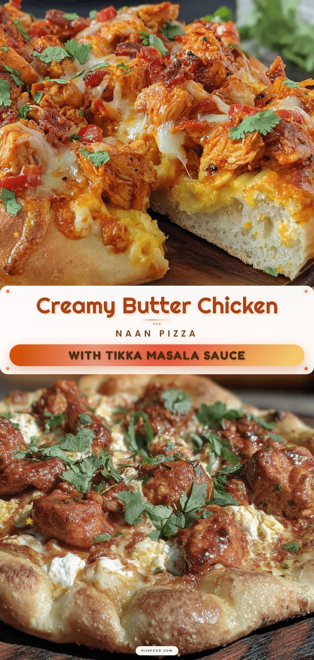 creamy butter chicken naan pizza recipe