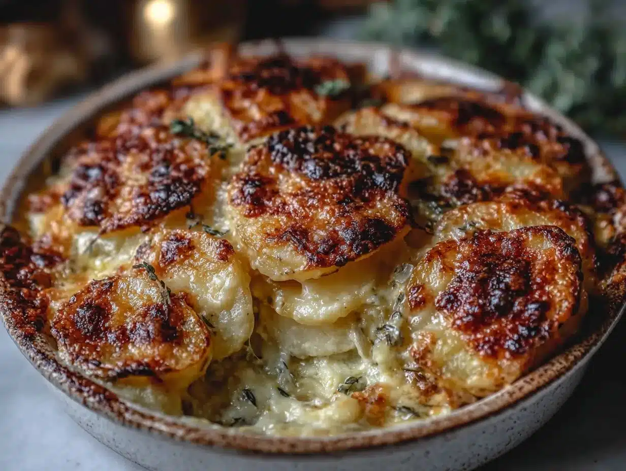 creamy caramelized onion gruyère scalloped potatoes preparation steps