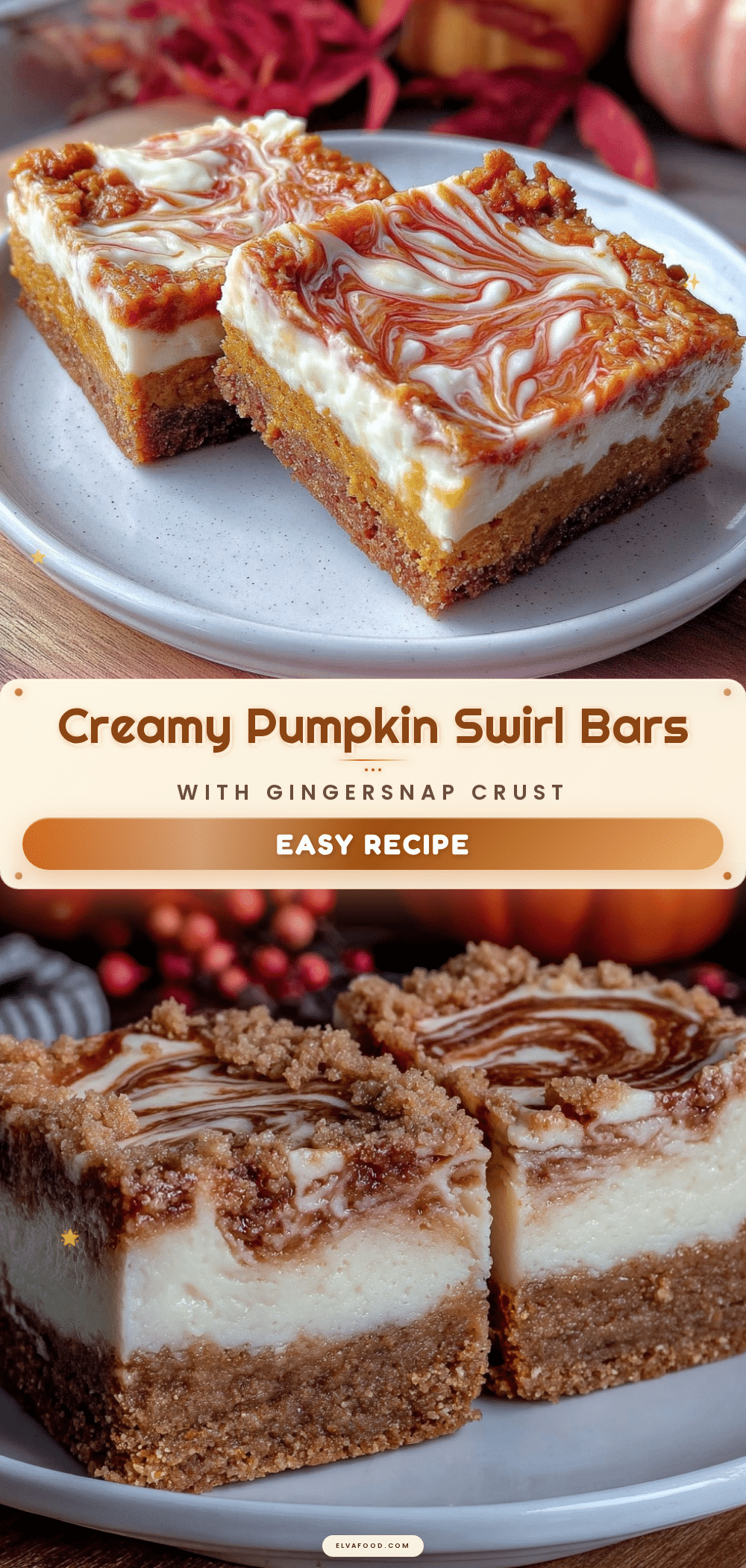 creamy pumpkin cream cheese swirl bars recipe