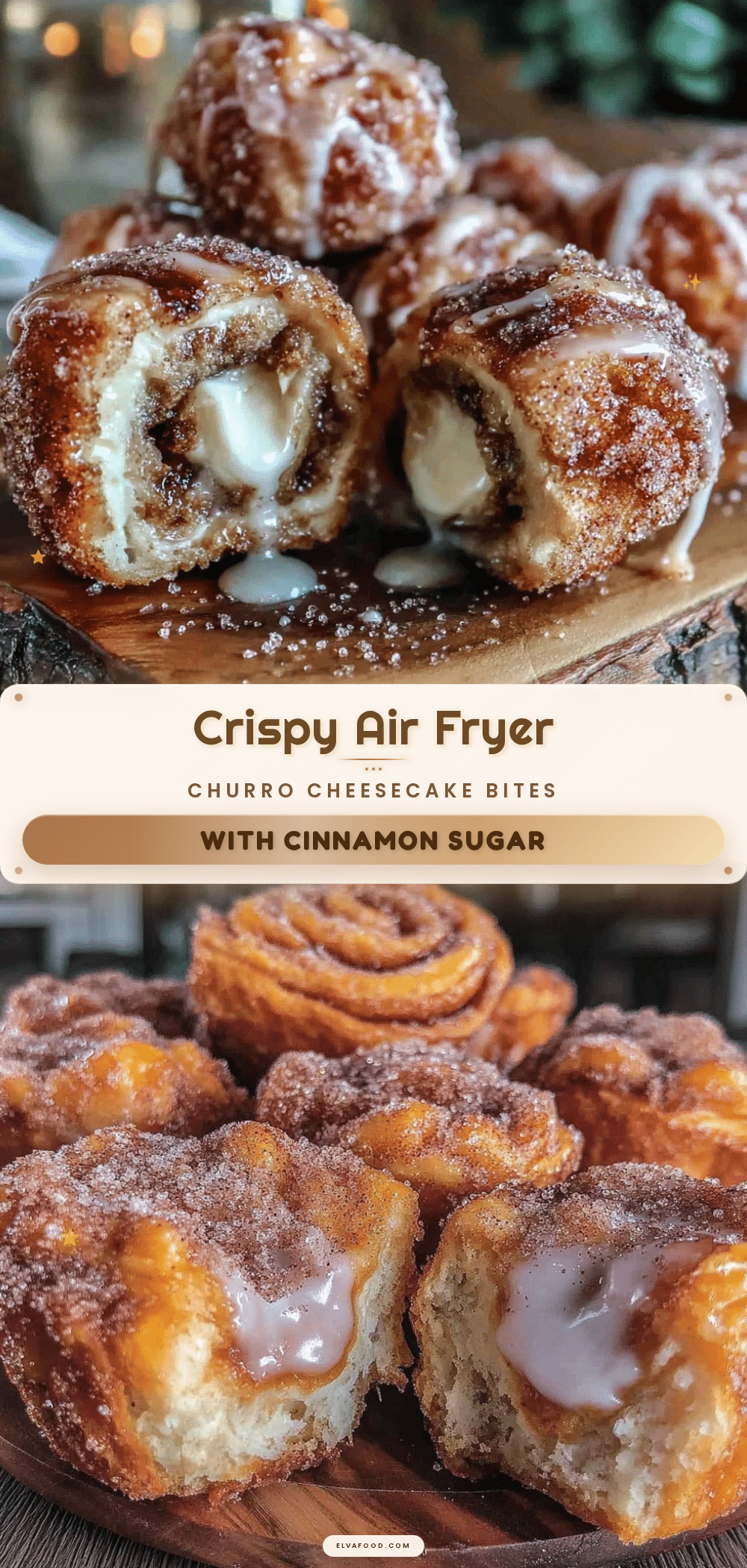 crispy air fryer churro cheesecake bites recipe