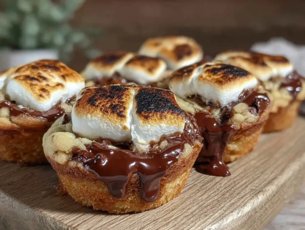 crispy air fryer s’mores stuffed cookie cups - featured image