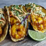 crispy bang bang shrimp tacos - featured image