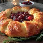 crispy brie puff pastry wreath - featured image