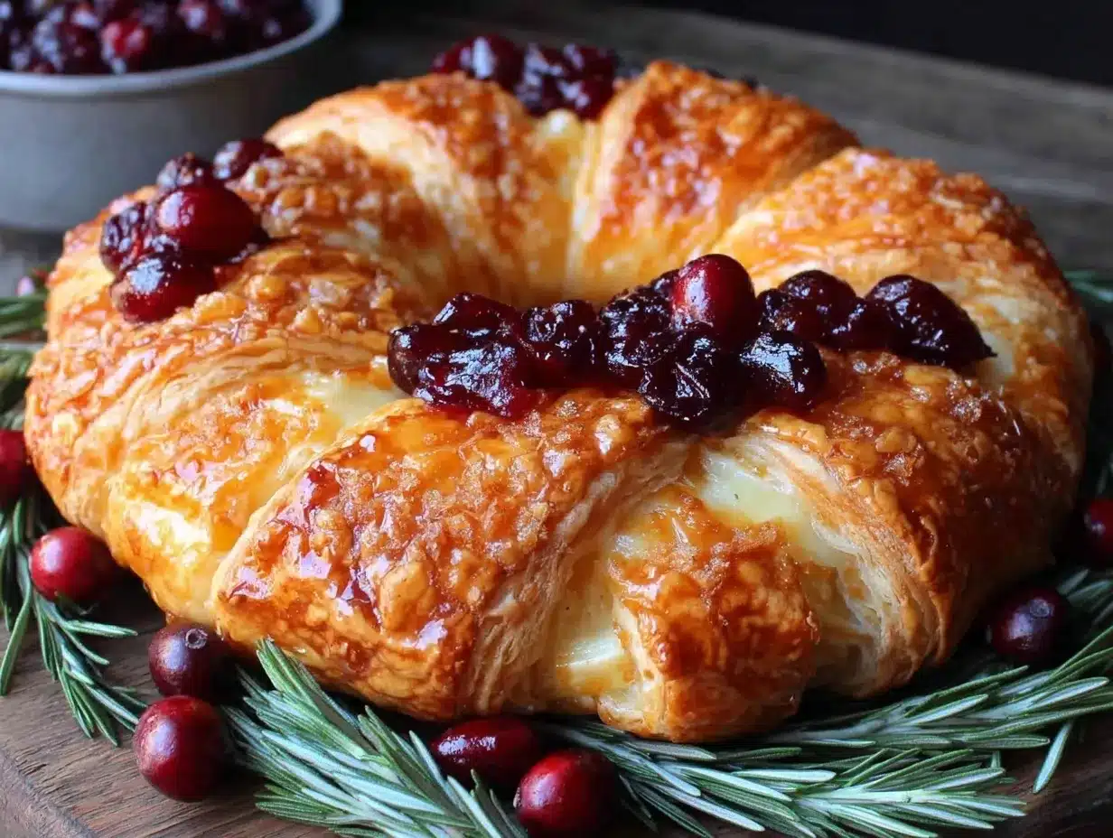 crispy brie puff pastry wreath preparation steps