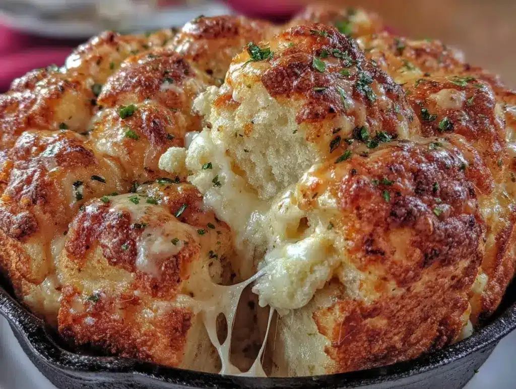crispy cheesy pull-apart garlic butter skillet bread - featured image