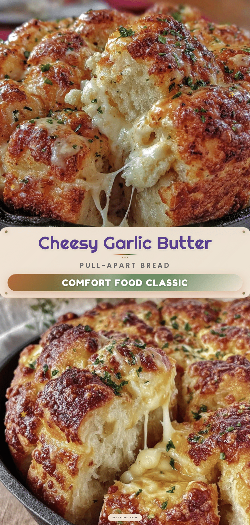 crispy cheesy pull-apart garlic butter skillet bread recipe