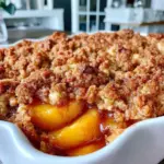 easy peach cobbler dump cake - featured image