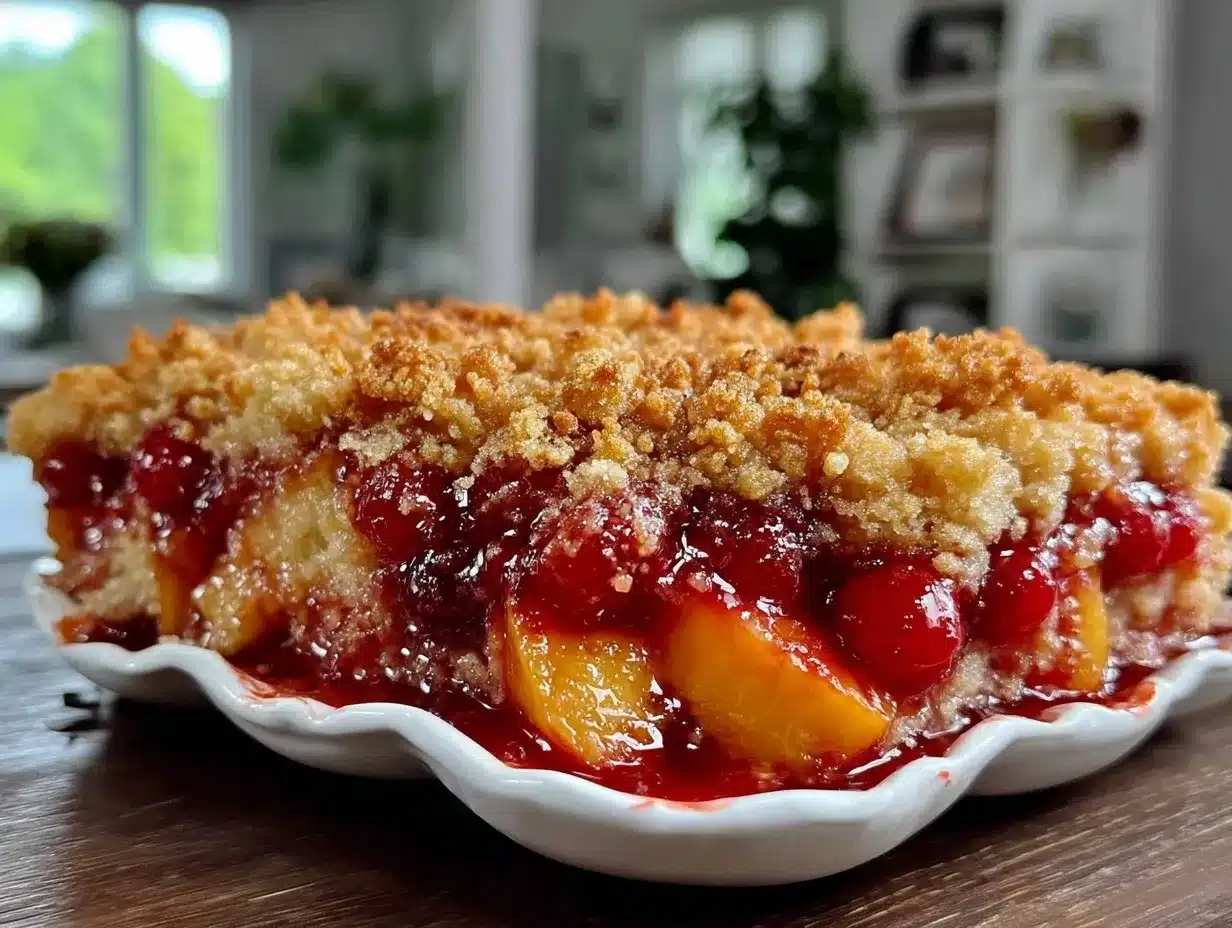 easy peach cobbler dump cake preparation steps
