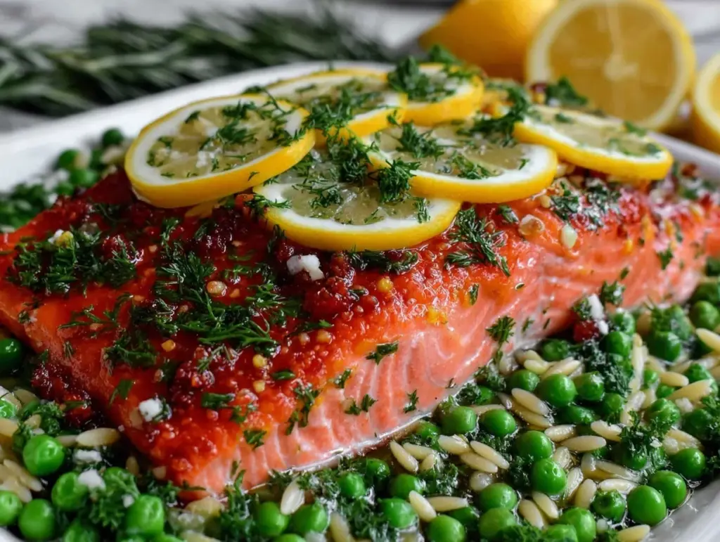 easy sheet pan lemon herb salmon - featured image