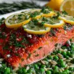 easy sheet pan lemon herb salmon - featured image