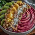 fresh pitaya pink dragon fruit smoothie bowl - featured image