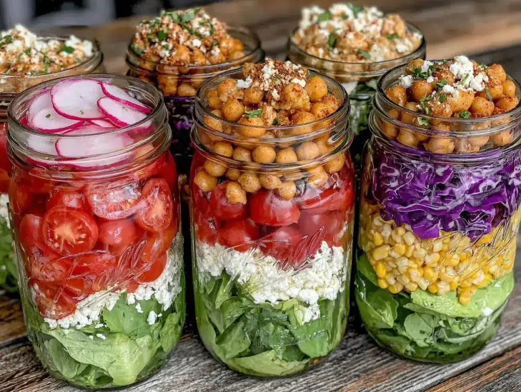 fresh sunday meal prep salad jars - featured image