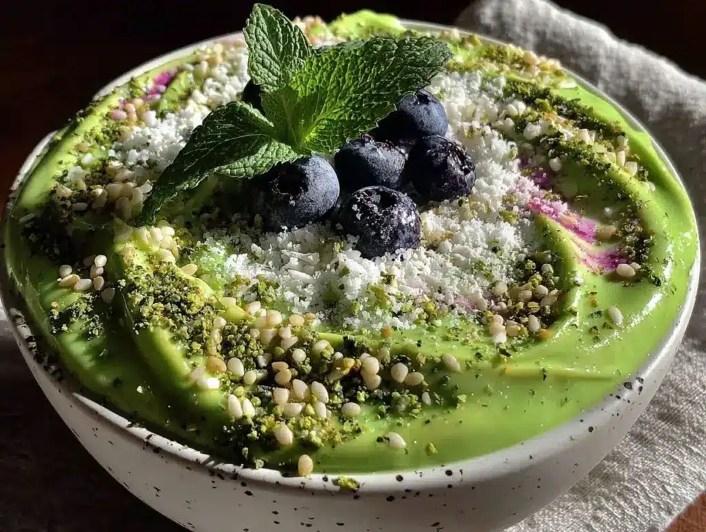 green goddess matcha smoothie bowl - featured image