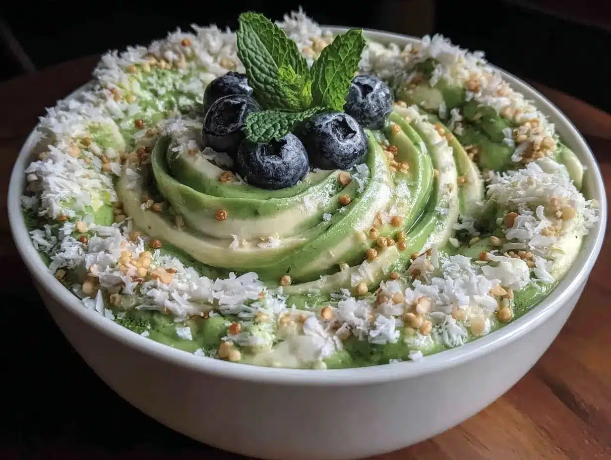 green goddess matcha smoothie bowl preparation steps