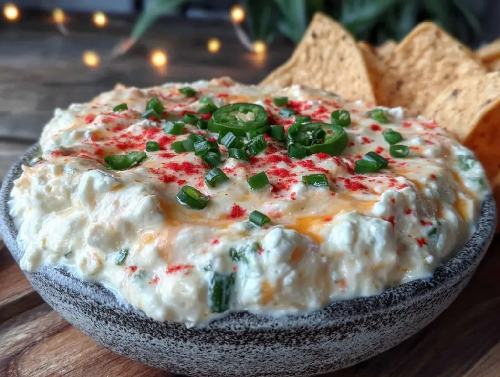 healthy high-protein cottage cheese queso dip - featured image