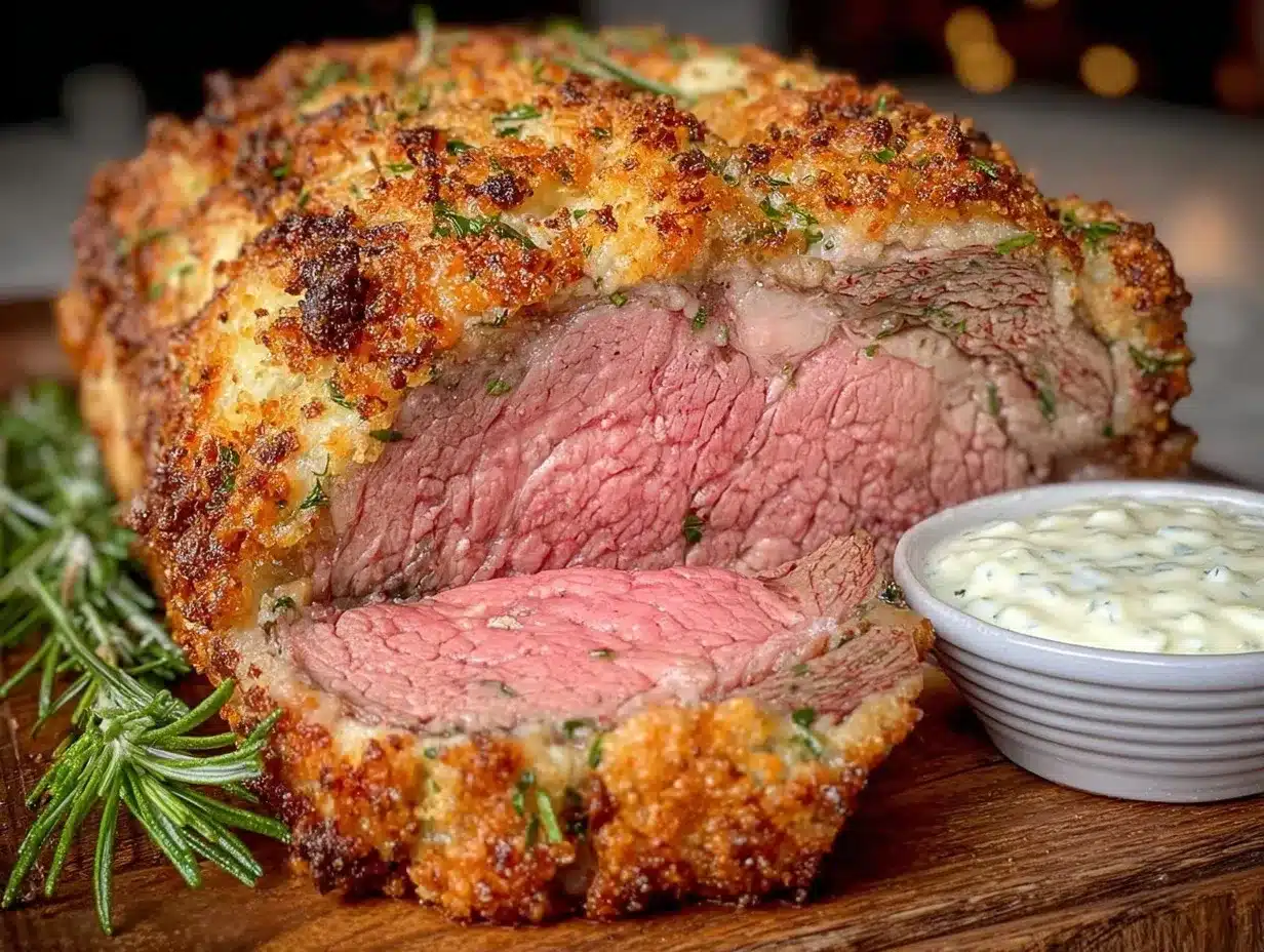 herb-crusted standing rib roast preparation steps