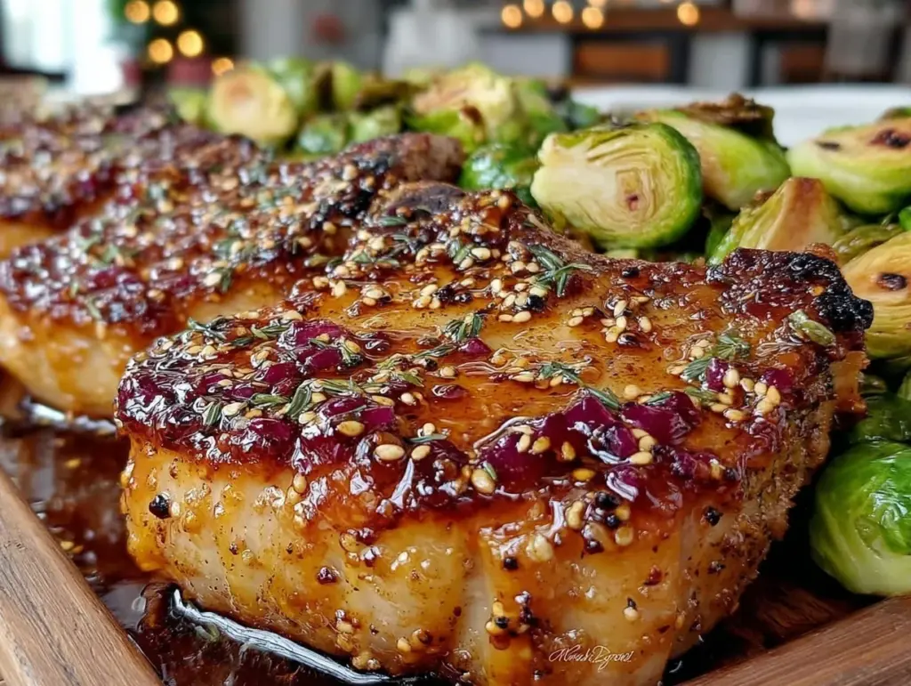 honey dijon sheet pan pork chops - featured image