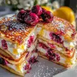 lemon blueberry Easter egg stuffed pancakes - featured image