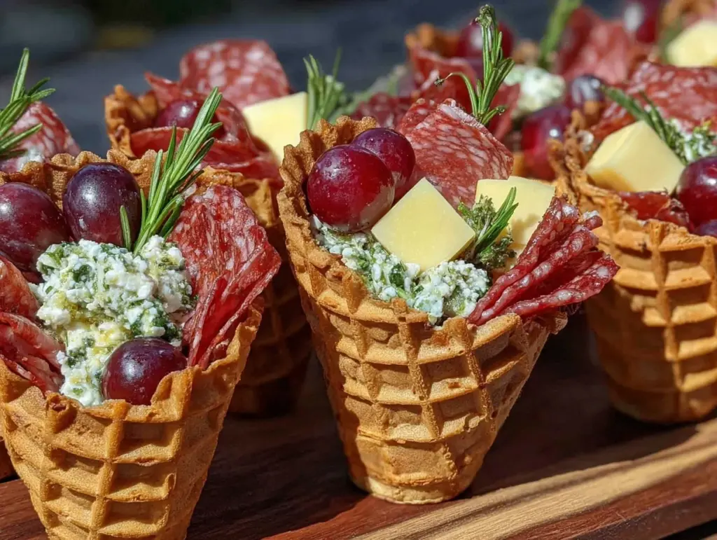 mini charcuterie cones - featured image