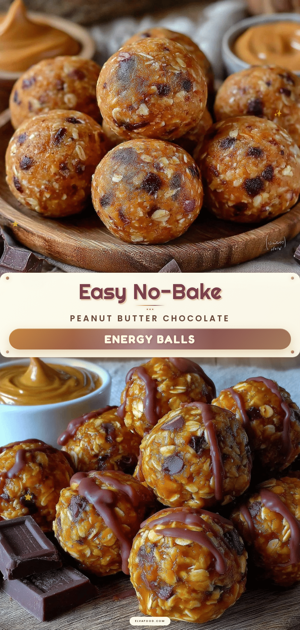 no bake peanut butter chocolate oat energy balls recipe