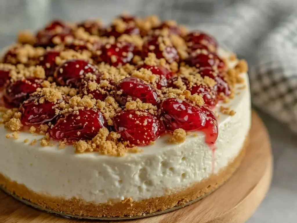 no-bake strawberry crunch cheesecake - featured image