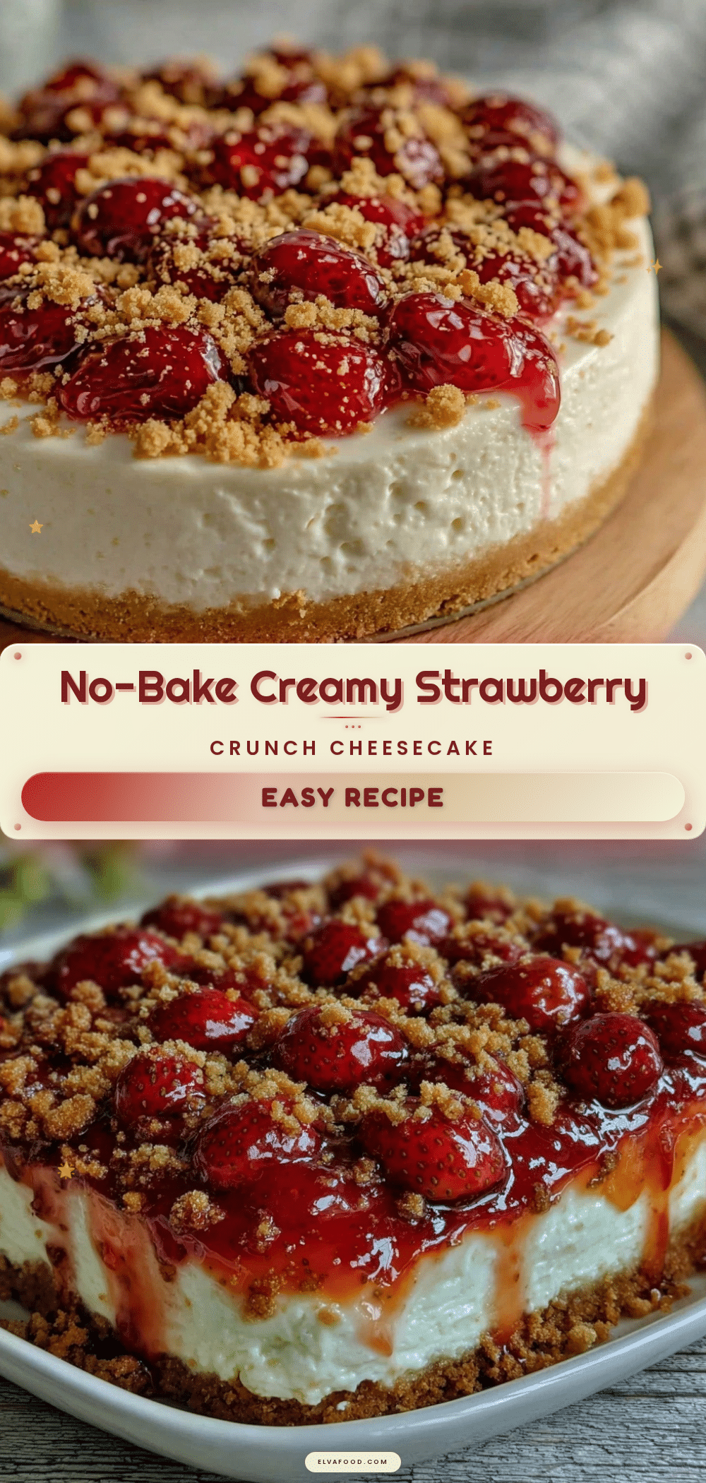 no-bake strawberry crunch cheesecake recipe