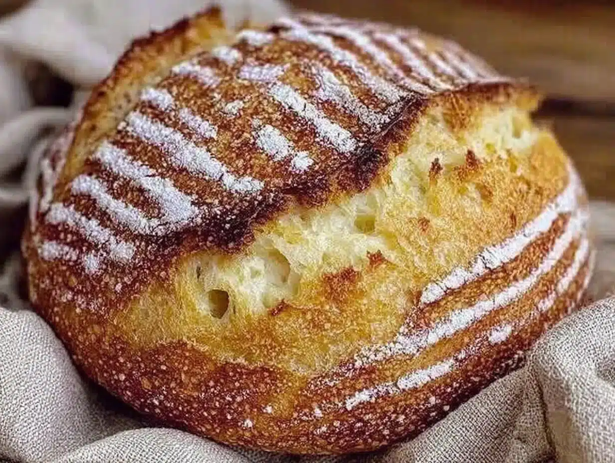 no-knead Dutch oven sourdough bread preparation steps