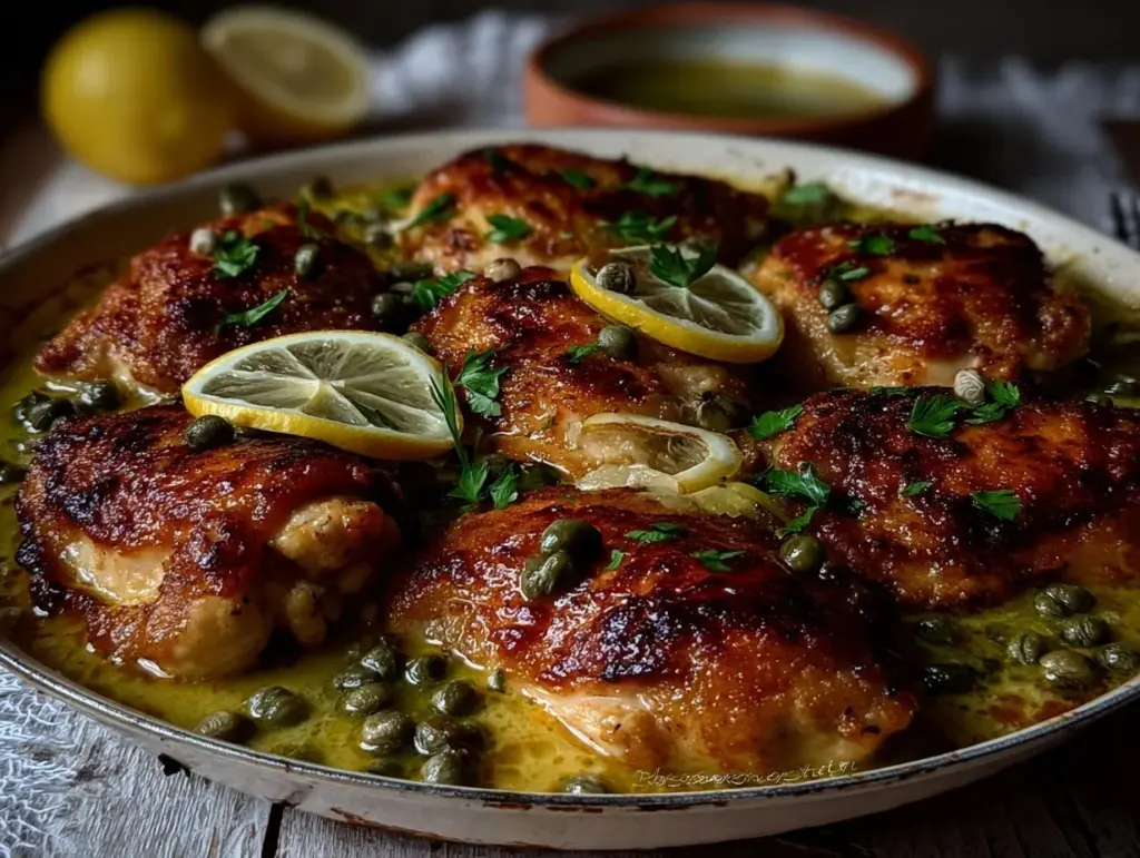 one-pan crispy chicken piccata - featured image