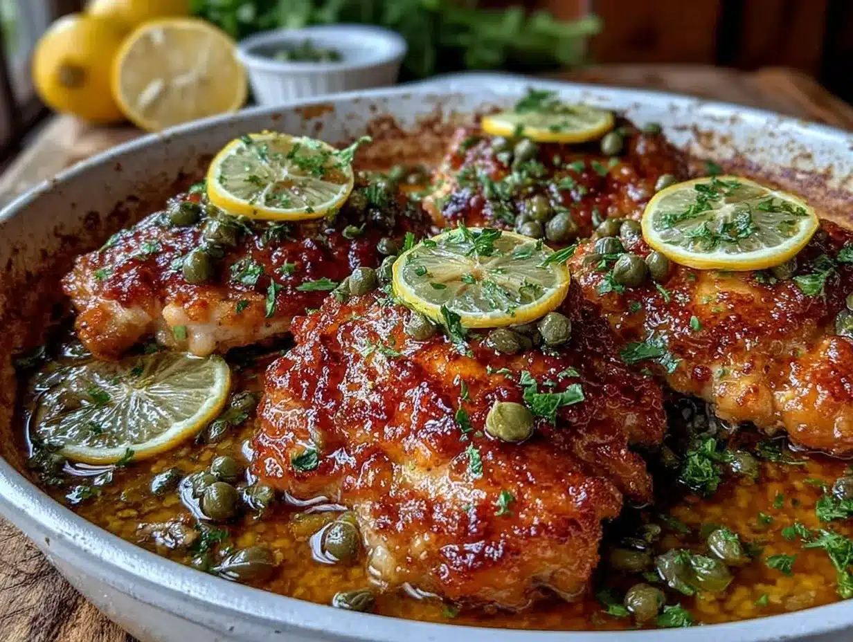 one-pan crispy chicken piccata preparation steps