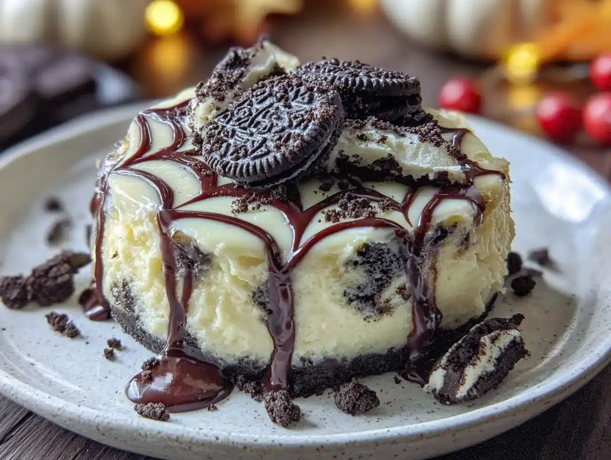 Oreo spider web cheesecake preparation steps
