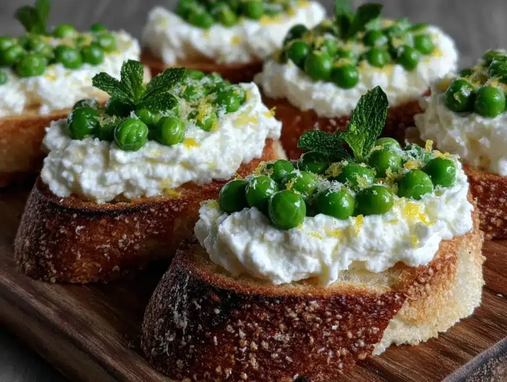 pea and ricotta crostini - featured image
