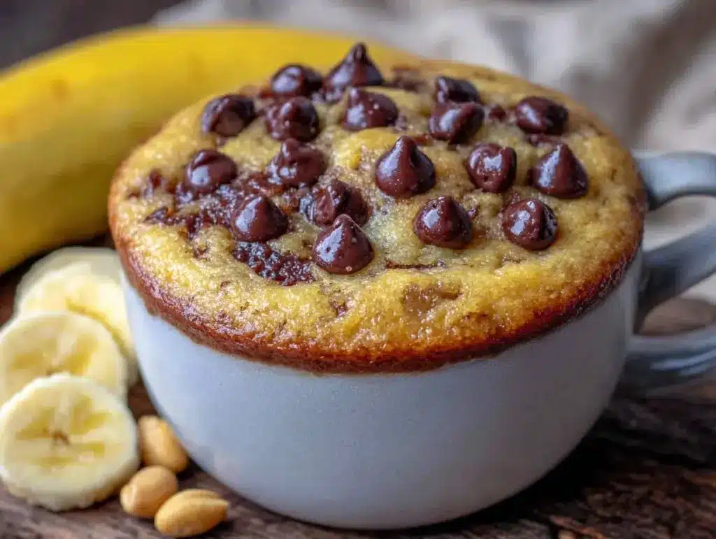 peanut butter banana mug cake - featured image