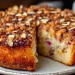 rhubarb almond coffee cake - featured image