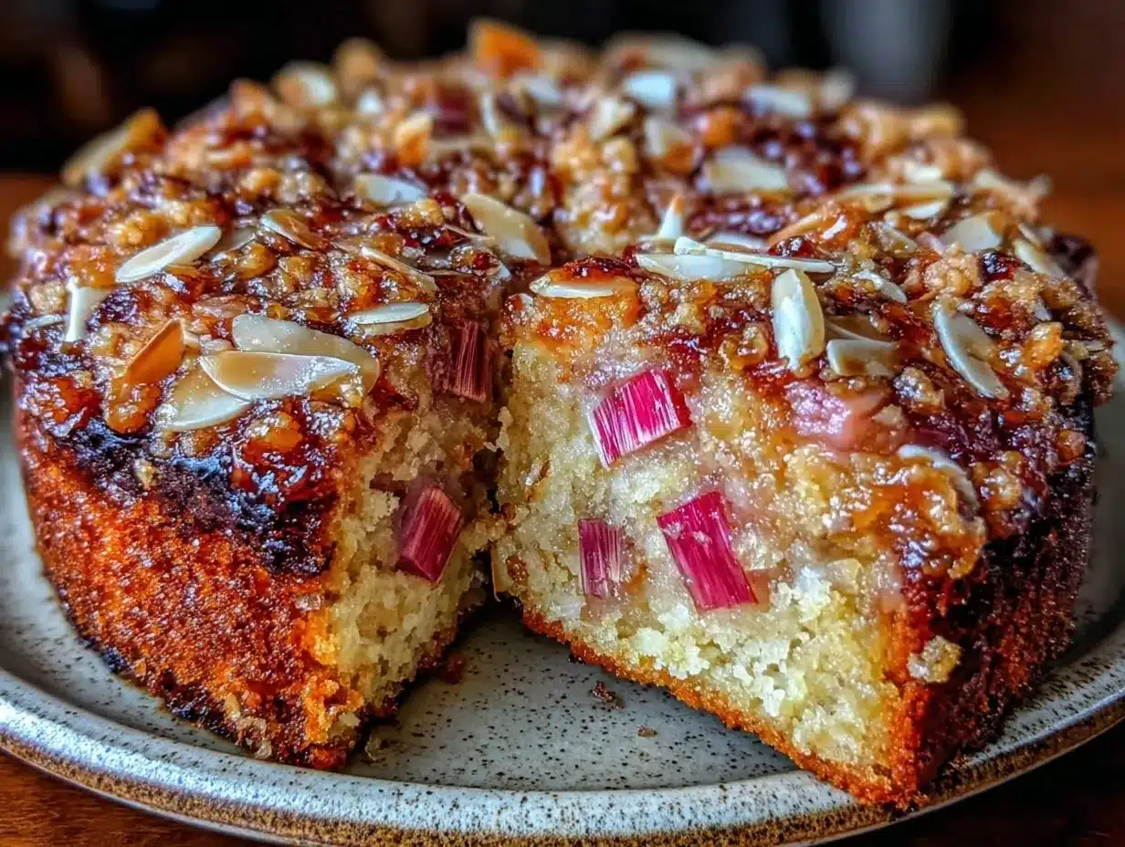 rhubarb almond coffee cake preparation steps