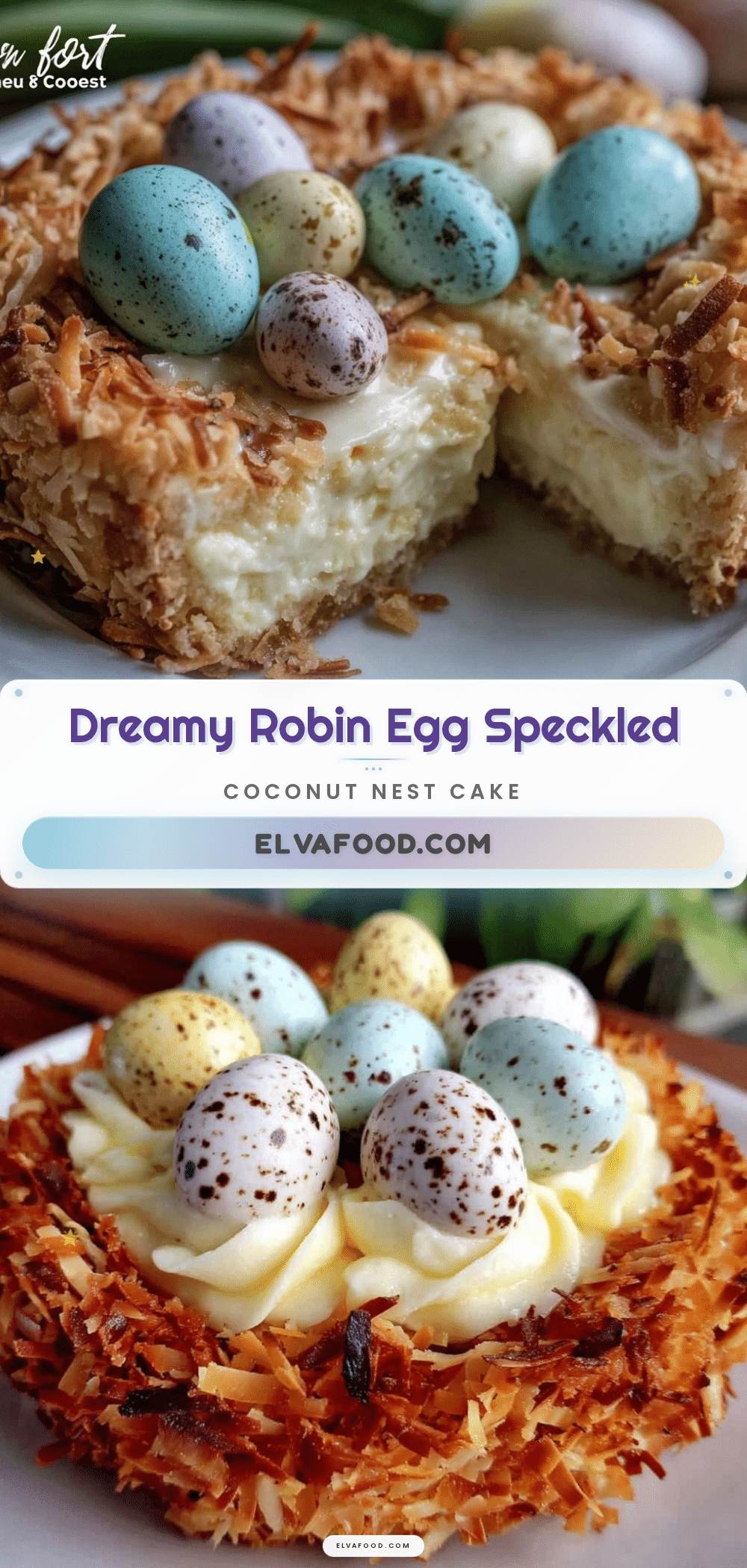 robin egg speckled coconut cream nest cake recipe