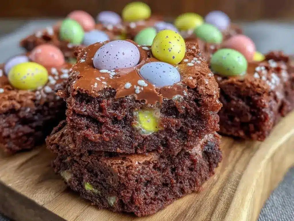 speckled malted milk chocolate Easter egg brownies - featured image