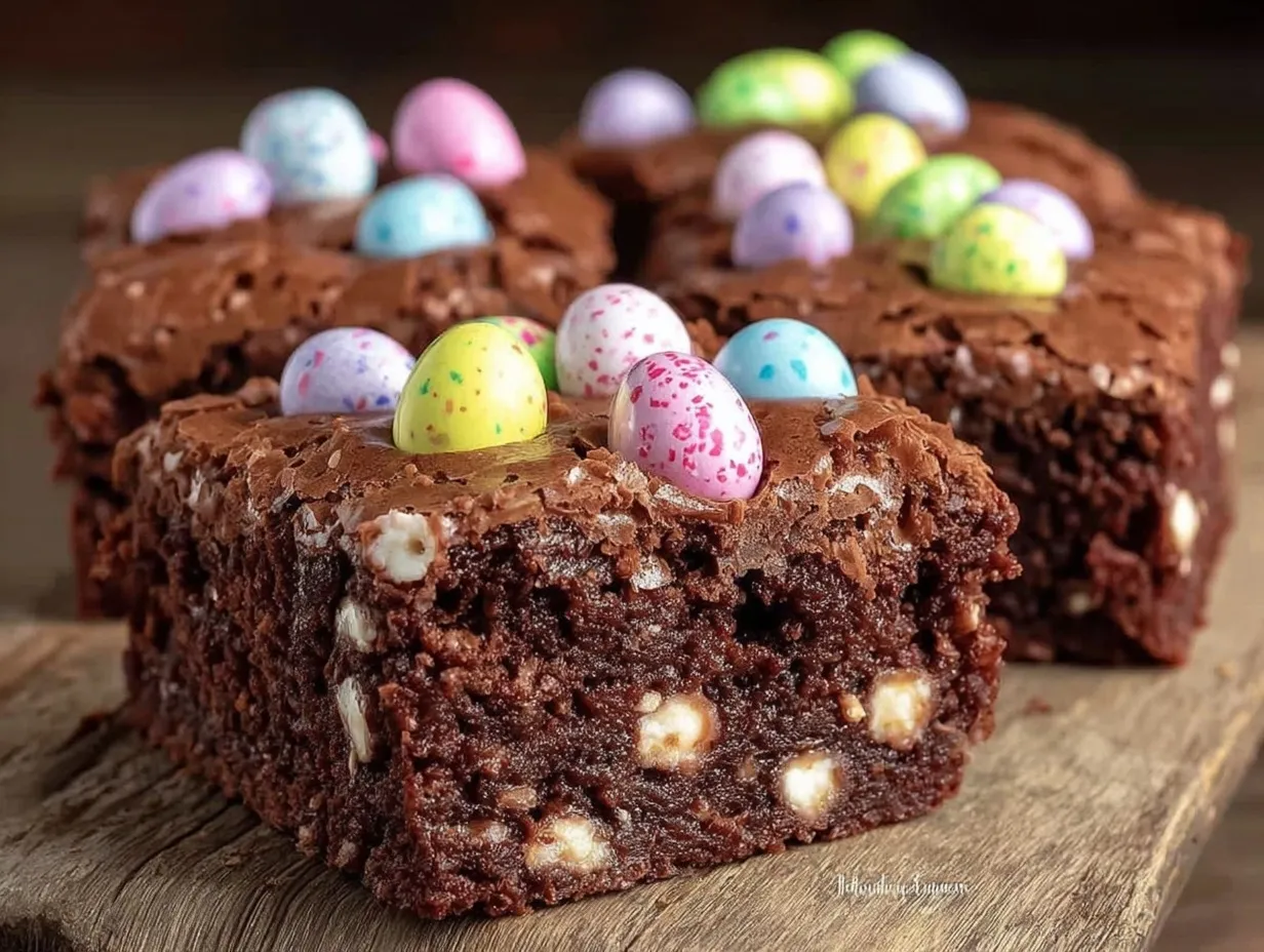 speckled malted milk chocolate Easter egg brownies preparation steps