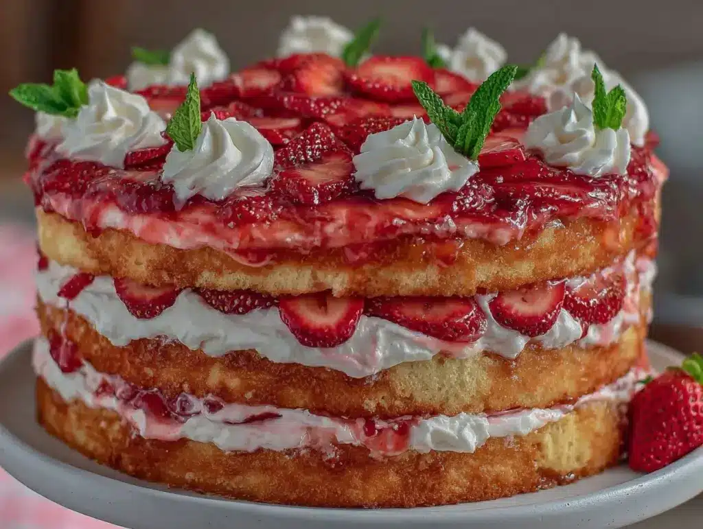 strawberry lemon curd layer cake - featured image