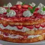 strawberry lemon curd layer cake - featured image
