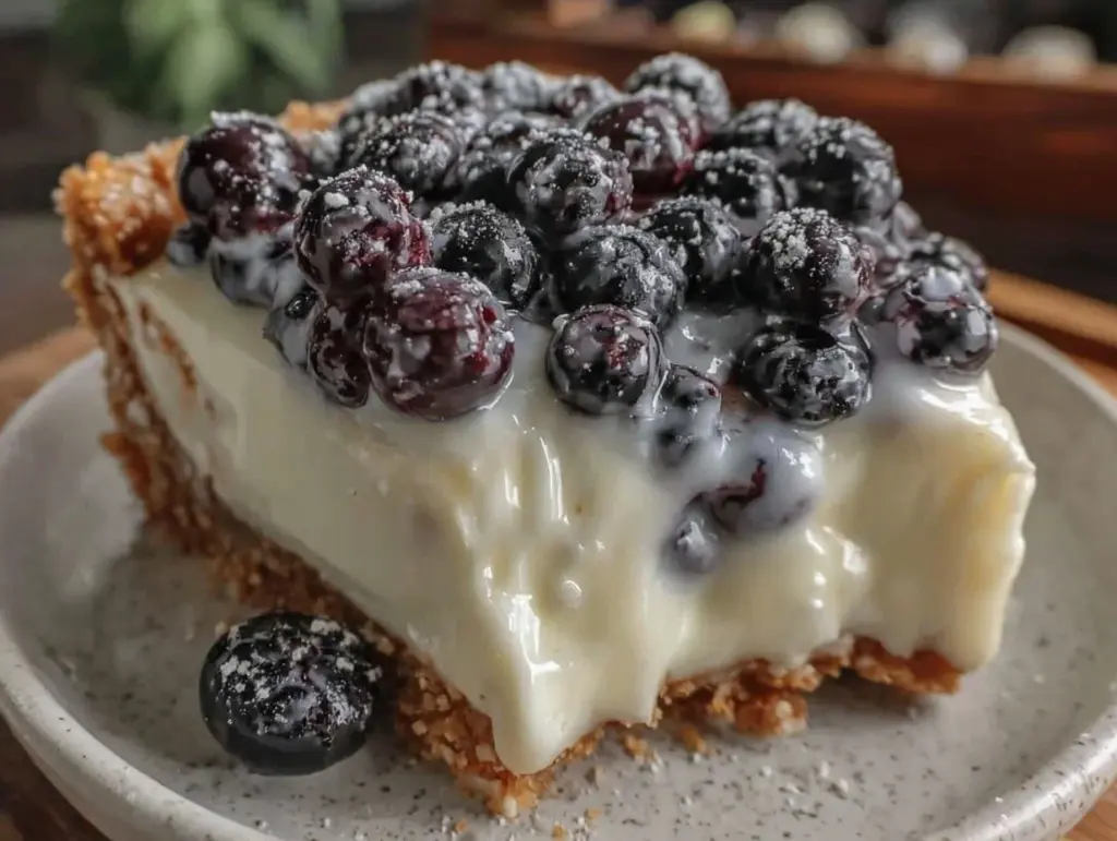 creamy blueberry lemon icebox pie - featured image