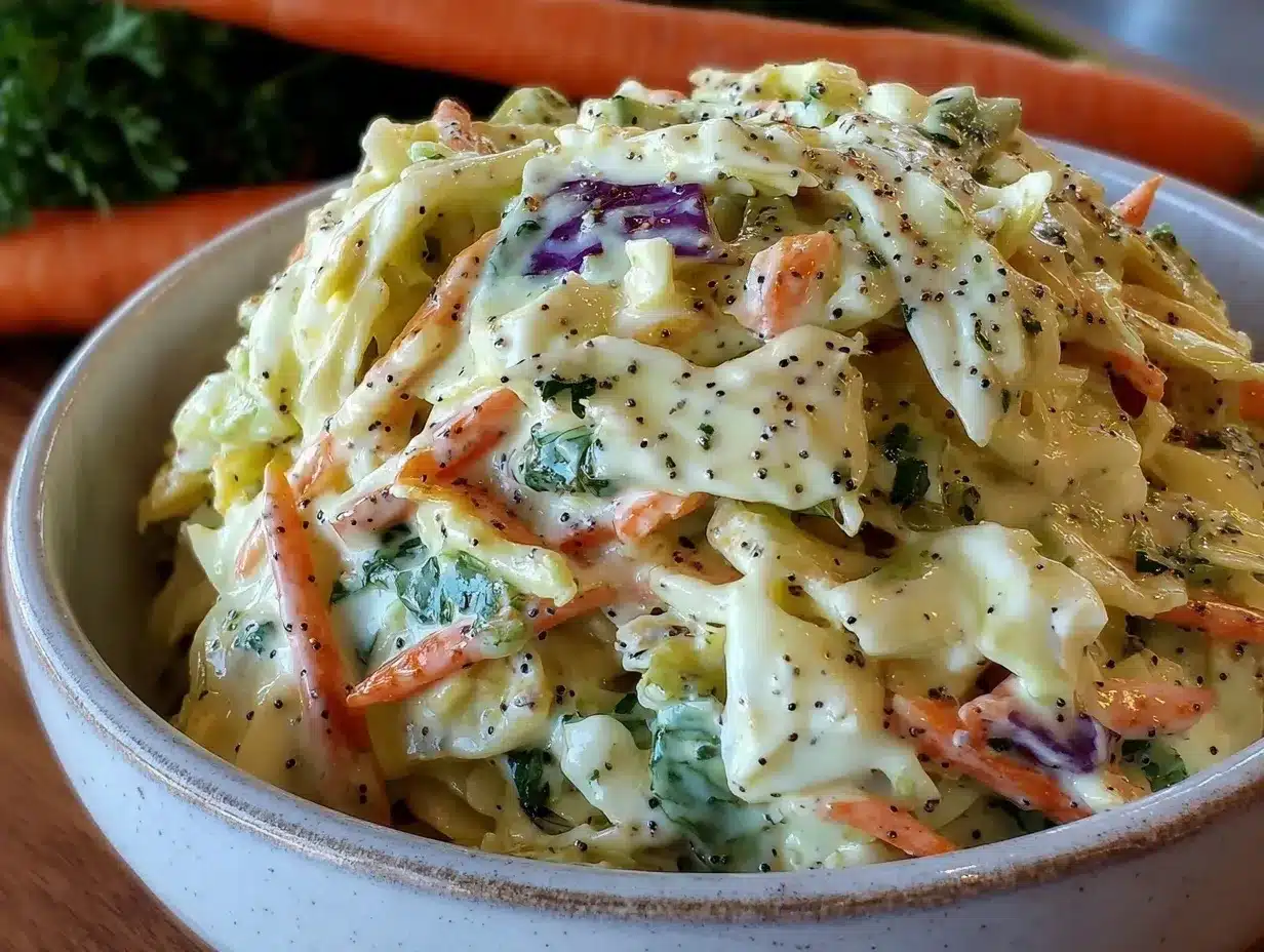 creamy coleslaw with poppy seed dressing preparation steps