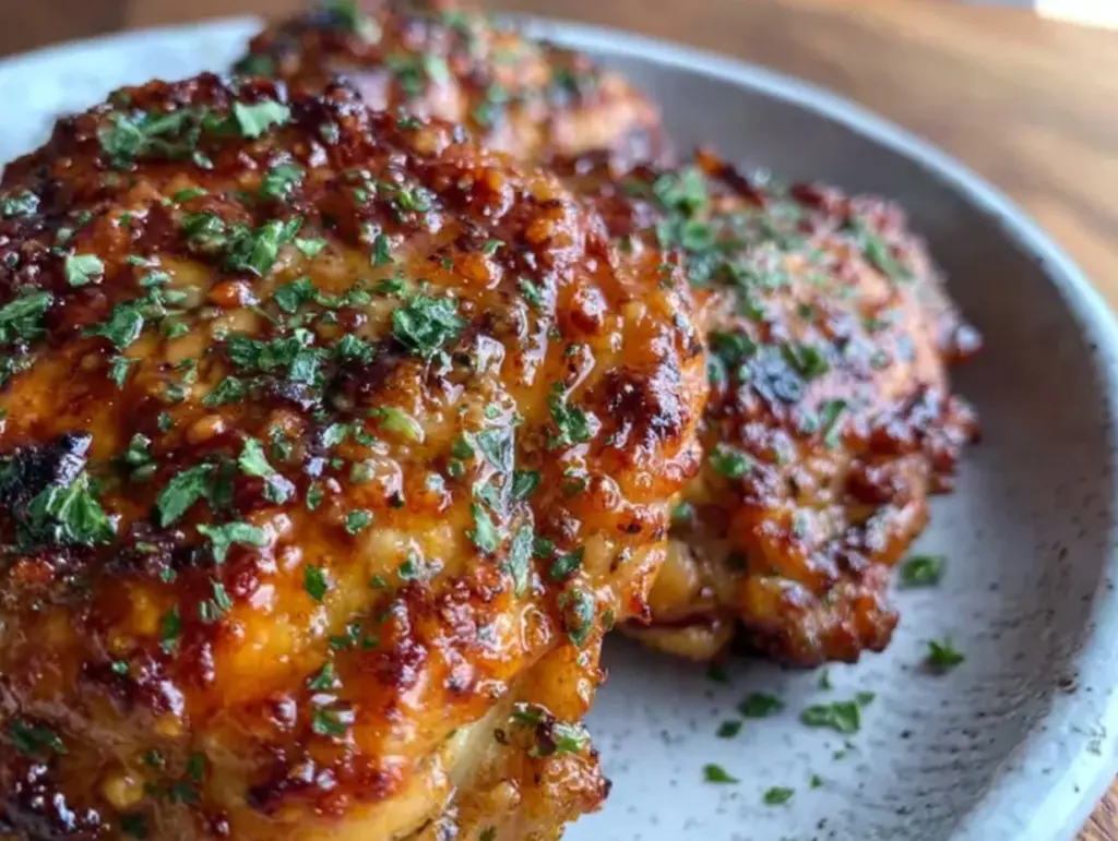 crispy garlic parmesan chicken thighs air fryer recipe - featured image