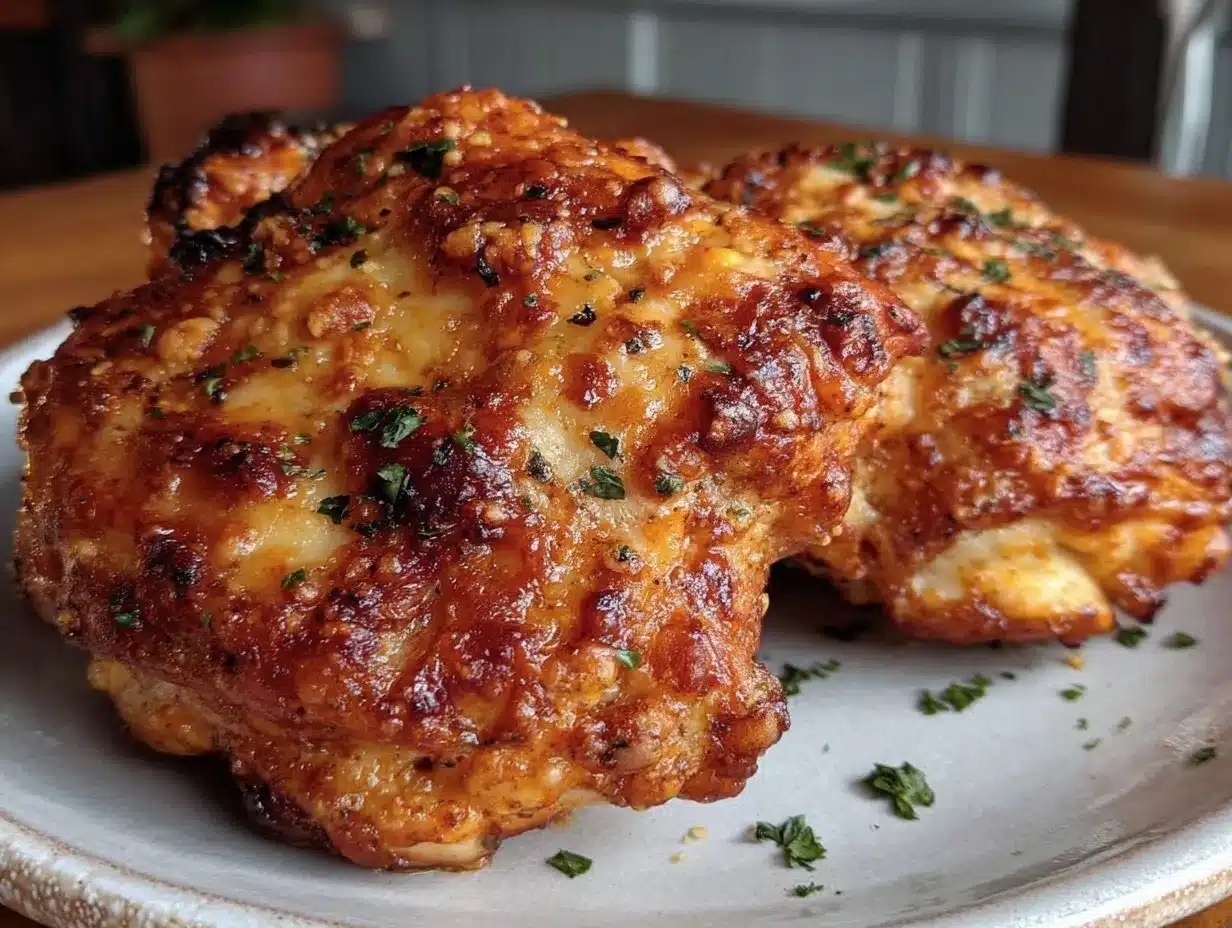crispy garlic parmesan chicken thighs air fryer recipe preparation steps