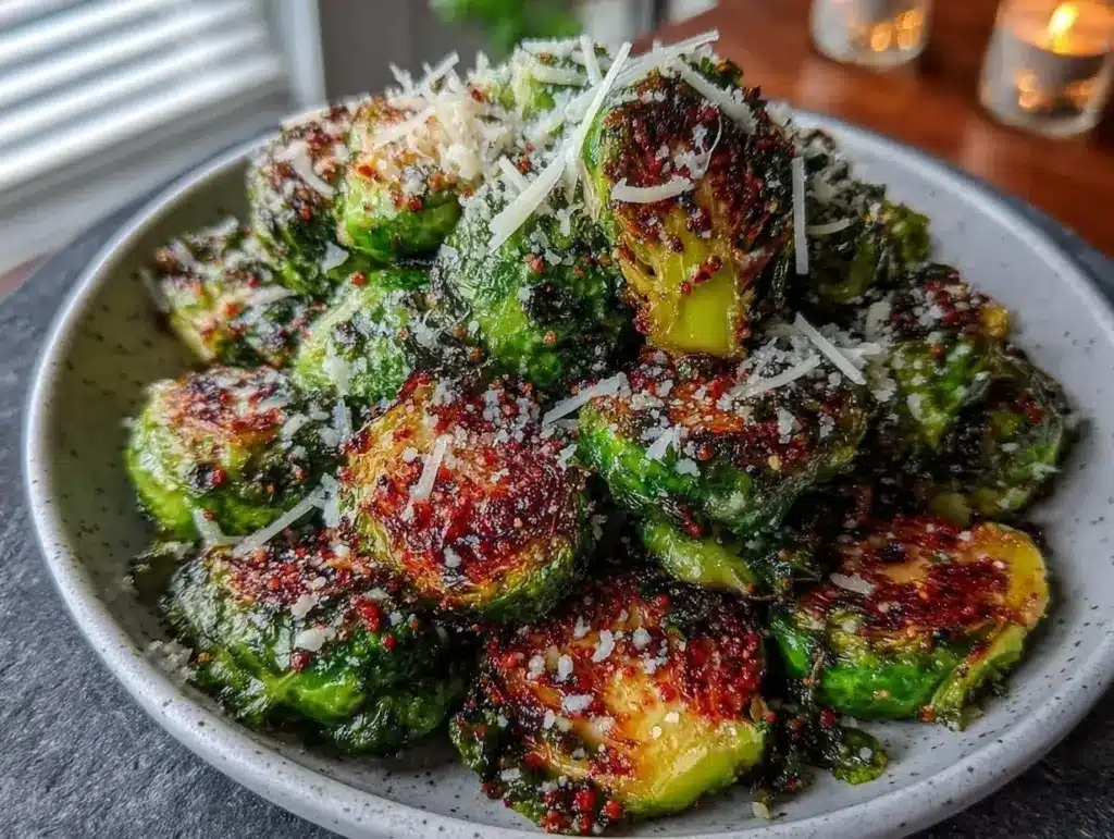 crispy parmesan smashed brussels sprouts - featured image