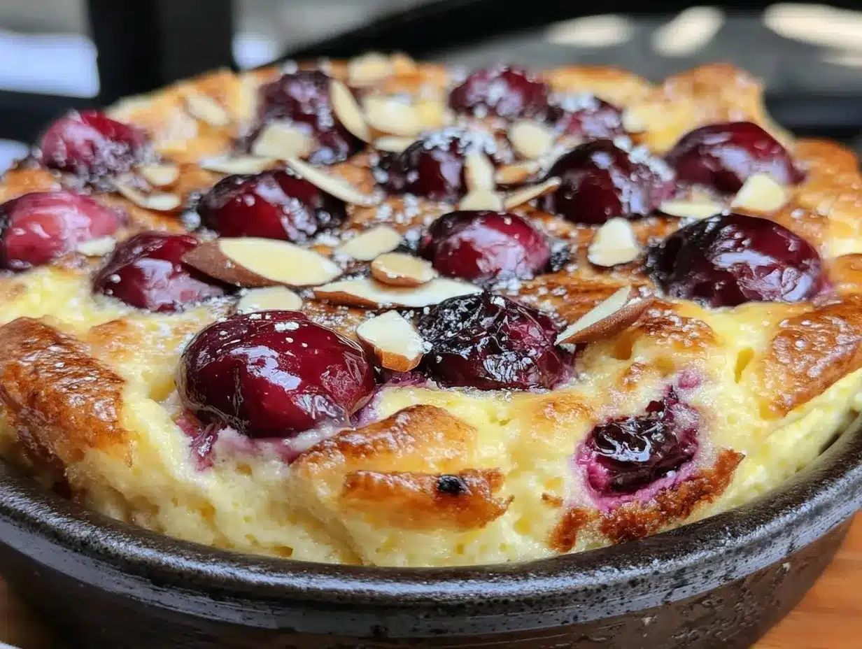 dark sweet cherry clafoutis preparation steps
