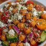 easy make-ahead greek chickpea salad with feta - featured image