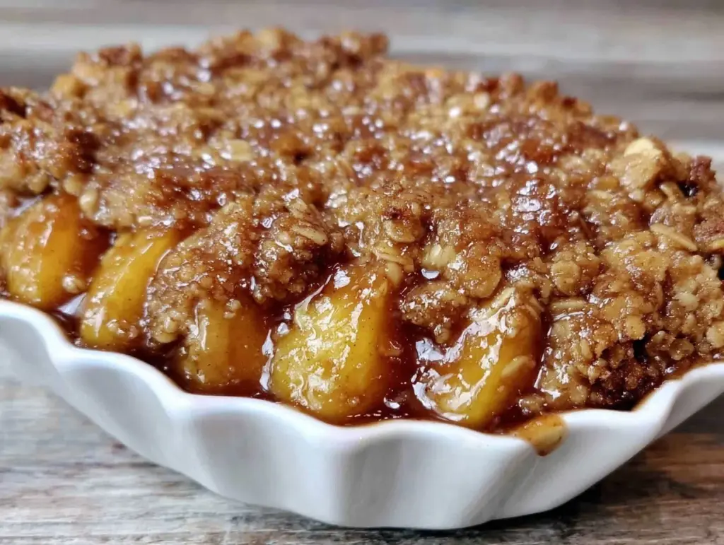 easy peach crisp - featured image